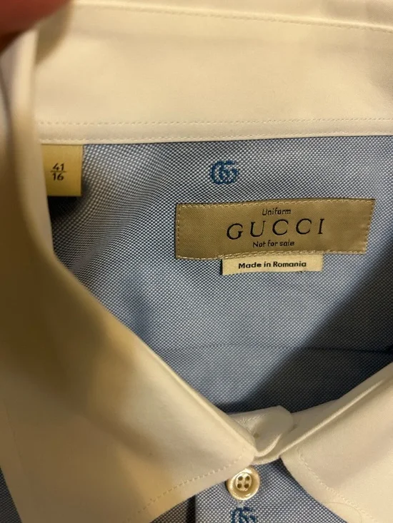 Gucci Light Blue Dress Shirt with White Contrast Collar - Picture 3 of 7
